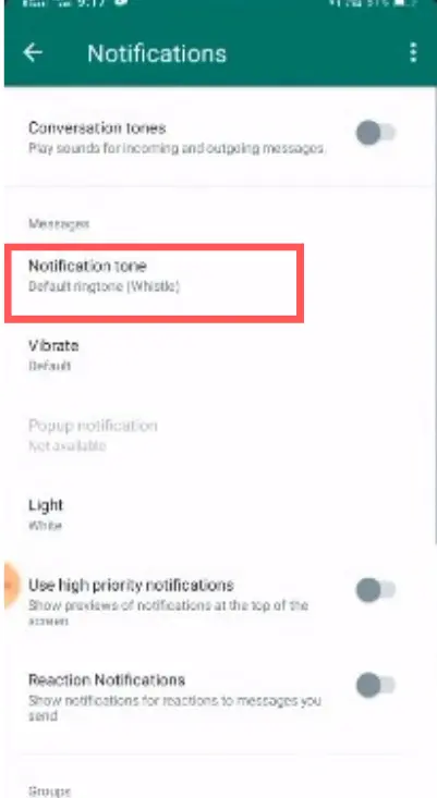 Step 4 tap on notifications tone