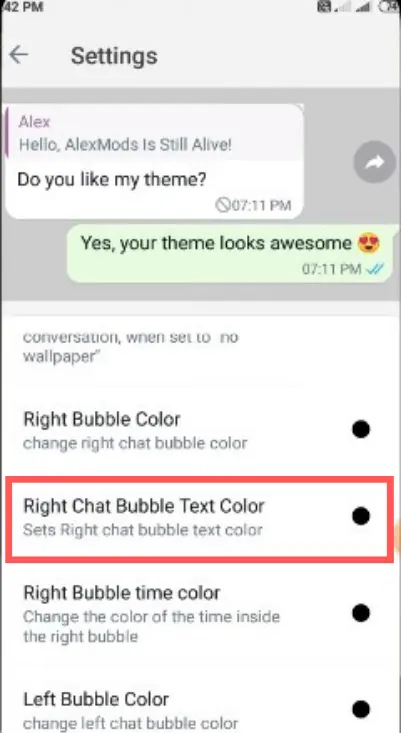 Step 5 tap on right chat bubble text color