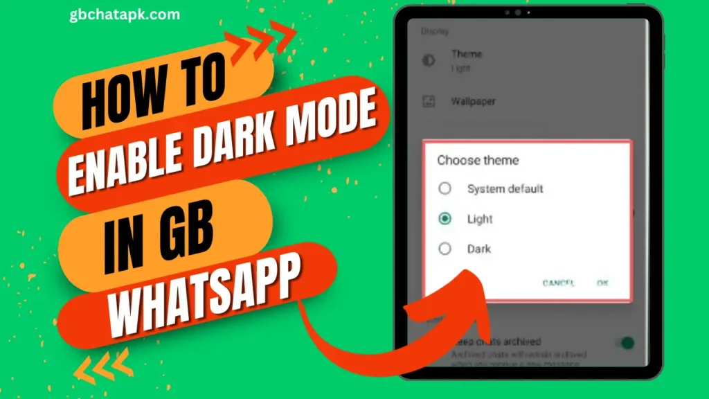 how to enable dark mode on gb whatsapp