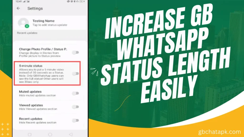  how to increase status length in gb whatsapp