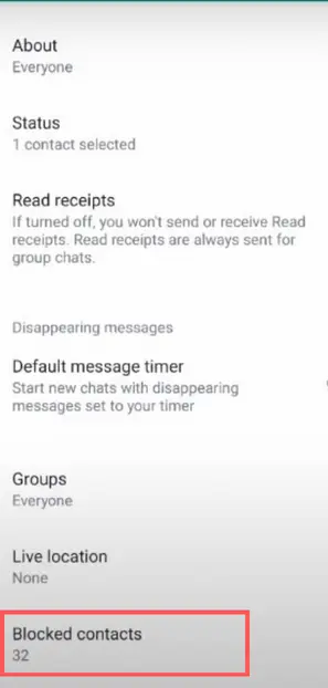 step 4 tap on Blocked Contacts