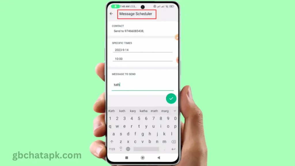 message scheduling in gb whatsapp